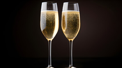 Luminous Champagne Glasses Toasting in a Celebratory Setting: A reflection of Sophistication and Joy