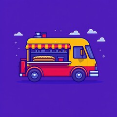 A Colorful Hot Dog Food Truck Illustration
