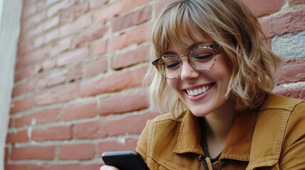 The Woman with Smartphone Smiling
