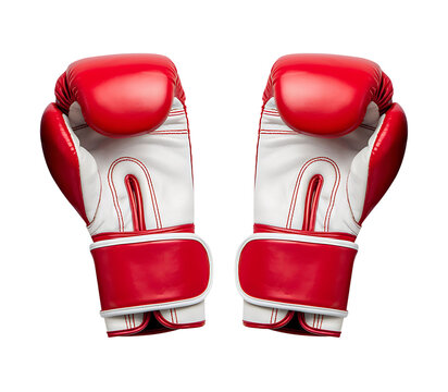 Red leather boxing glove isolated on transparent background