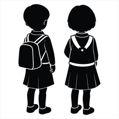 Cartoon children going back to school
