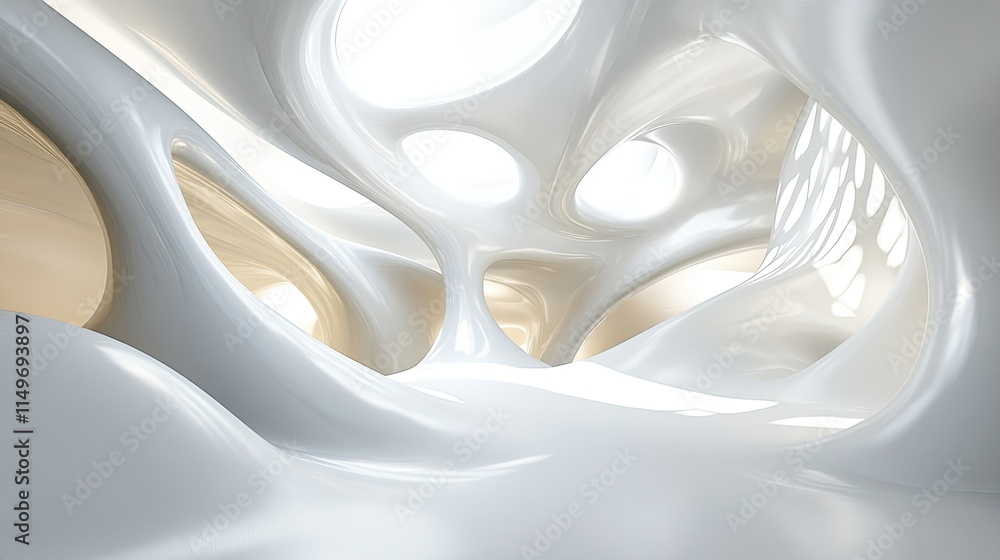 Poster a smooth white abstract design with light gray accents and soft shadow gradients.