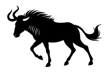 Silhouette of a galloping wildebeest