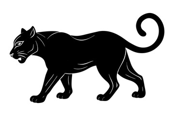 Black silhouette of a stalking jaguar