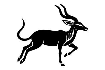 Black silhouette of a bounding antelope