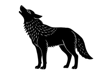 Silhouette of a howling coyote