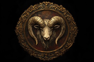 Aries zodiac sign emblem  a symbol of astrology representing the fiery aries personality