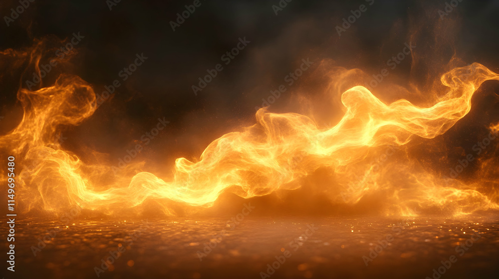 Poster a vibrant flame swirling against a dark background, creating a dynamic visual effect.