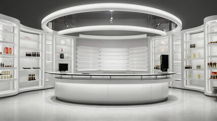  curved white bar with slats white shelve