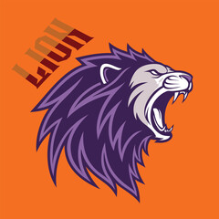 Angry lion roaring esport and sport logo design.