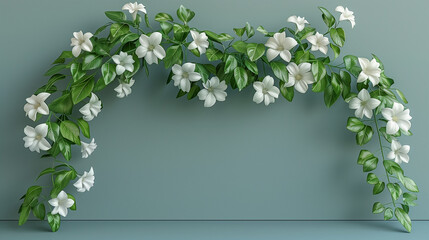 Elegant White Flower Arch with Lush Green Leaves