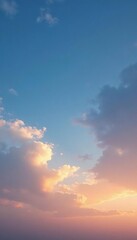 Obraz premium A gentle dusk sky with streaky clouds in shades of blue and gray, sunset, natural scenery