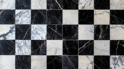 Elegant Black and White Marble Checkered Tile Pattern for Stylish Interiors and Modern Designs in Homes, Restaurants, and Commercial Spaces