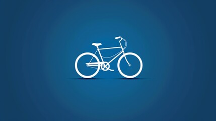 A white bicycle silhouette on a blue background.