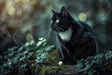 a black Tuxedo cat