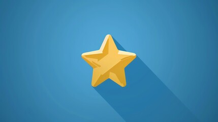 Obraz premium A single yellow star on a blue background with a long shadow.