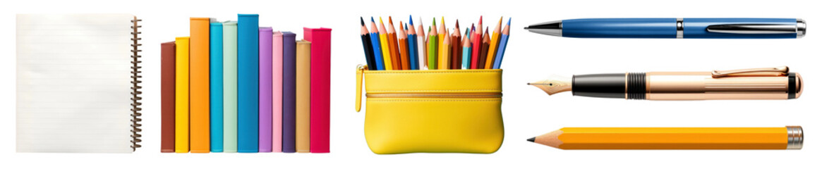 Pencil and stationary png cut out element set, transparent background