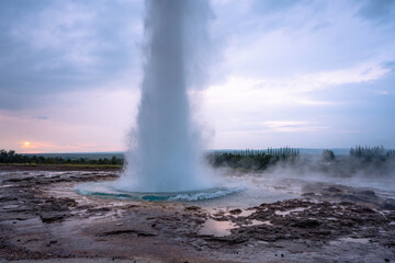 Strokkur geyser in Golgen Circle Iceland