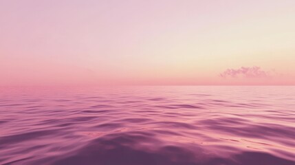 Obraz premium Serene pink sunset over calm ocean water.