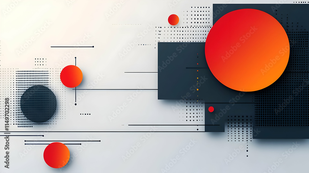 Poster abstract design featuring geometric shapes and gradients in a modern layout.