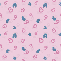 Number and Alphabet seamless pattern