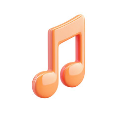 Vibrant 3D Music Note Symbol with Rounded Edges on Isolated White Background