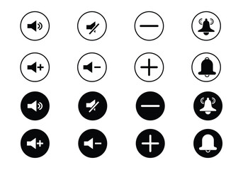 Set of Vector Media Control Buttons, Includes Play, Stop, Volume, Seek, and Repeat.