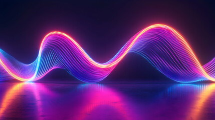 3D abstract background with dynamic, twisting ribbons of light, glowing neon hues of pink, purple, and blue, creating a futuristic, flowing atmosphere