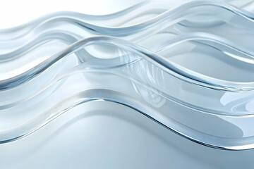 3D abstract glass background with smooth, translucent curves and subtle reflections, creating a sleek, futuristic look with soft lighting