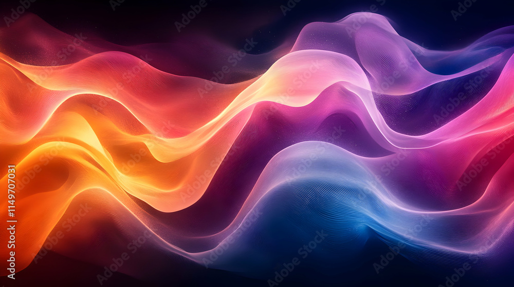 Poster abstract waves of color flowing in vibrant gradients.