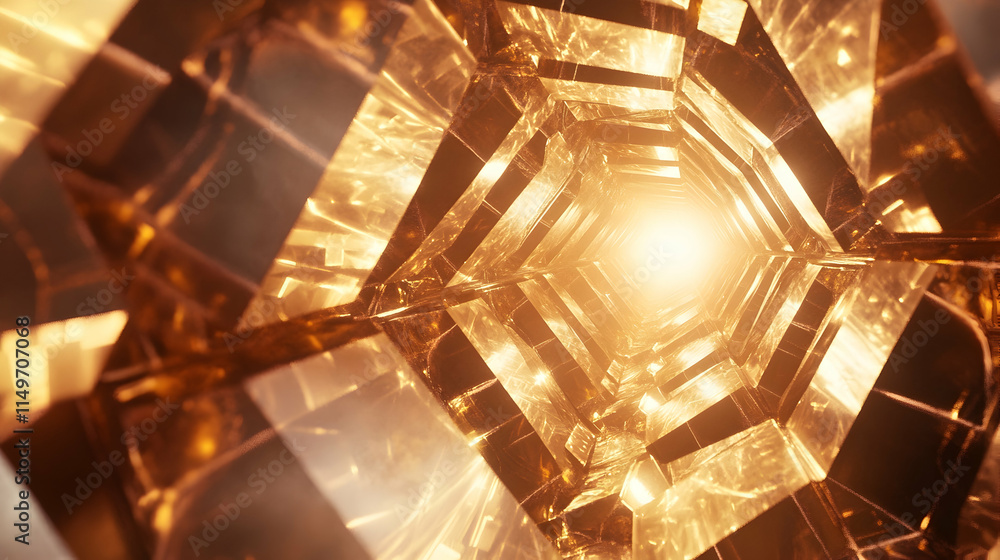 Poster a 3d abstract background with interlocking metallic cubes, reflecting light in a futuristic, polishe