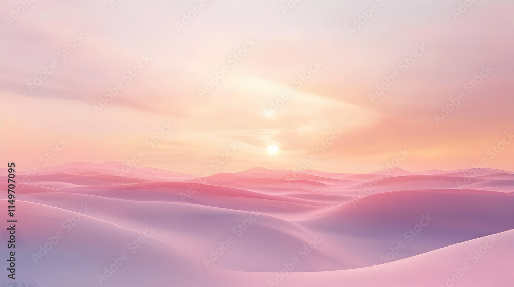 Poster a 3d scene with smooth, fluid waves of light in soft pastel tones, blending seamlessly into a calmin