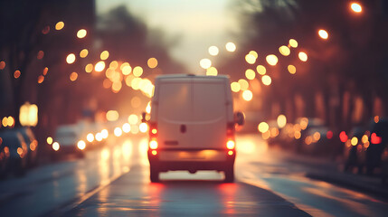 Blurred Cityscape Night Van Illustration