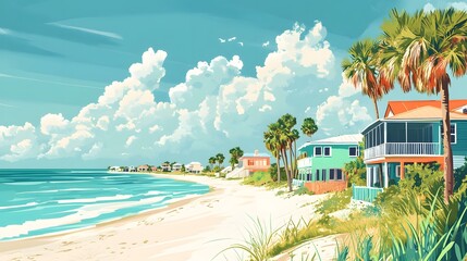 Beachfront Homes Under a Summer Sky