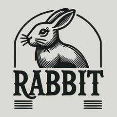 retro rabbit animal print poster vintage vector illustration template design