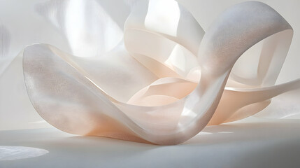 Fototapeta premium A soft 3D flow of translucent, curved shapes in soothing pastel gradients, creating a serene and fluid composition