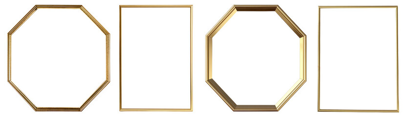 Vintage gold photo frame png cut out element set, transparent background