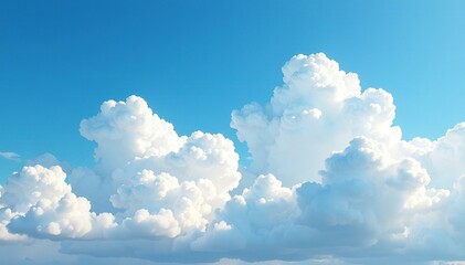 A bank of puffy white clouds dominates the sky, airy, soft