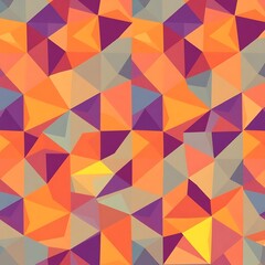 Fototapeta premium Geometric Abstract Pattern: A vibrant and energetic composition of geometric shapes, featuring a captivating blend of orange, purple, and yellow hues, creating a dynamic and contemporary aesthetic. 