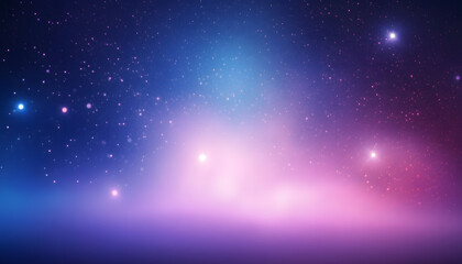 Un fondo abstracto en tonos de azul, morado y rosa, imitando una nebulosa en el espacio profundo. Pequeños destellos de estrellas y luces difusas dan un aspecto etéreo y misterioso