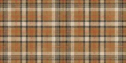 Classic plaid pattern in beige, orange, and brown tones for a cozy vibe.