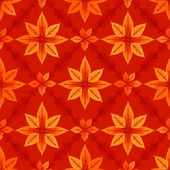 Fototapeta premium Autumnal Leaf Pattern: Red and Orange Floral Design 