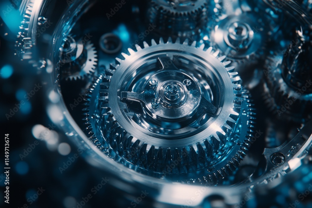 Poster intricate close up of automotive gearbox gears showcasing precision engineering and design depth
