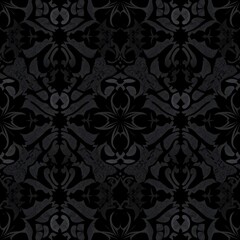 Dark Elegance: Seamless Damask Pattern 