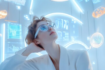 Digital marketing expert utilizes ai for biomechanical analytics in a modern marketing interface