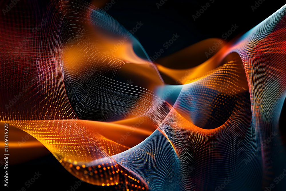 Poster abstract 3d background with flowing geometric shapes and vibrant gradients, creating a sense of dept