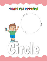 With this worksheet, preschoolers can practice drawing simple shapes and build fine motor skills by tracing along the doted lines.