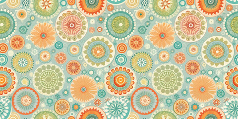 Colorful floral pattern featuring various intricate designs in soft pastels.