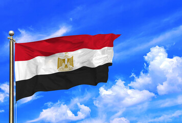 Egyptian National Flag Waving Majestically Under a Bright Sky