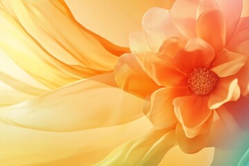 Obraz premium Delicate Orange Flower and Flowing Fabric, Abstract Floral Background, Soft and Dreamy Image
